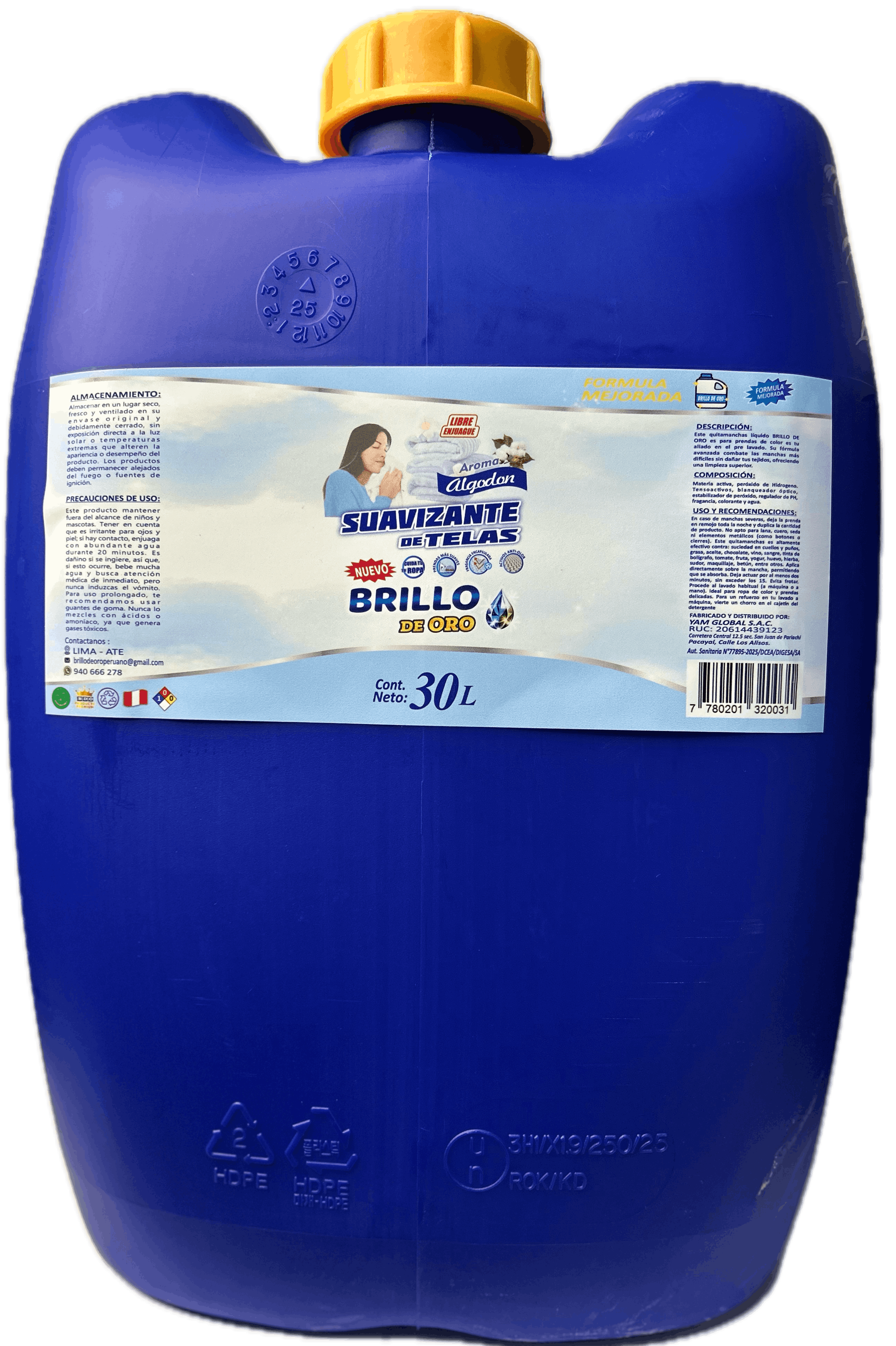 Suavizante de Tela Aroma Flores de Algodón x 30 L